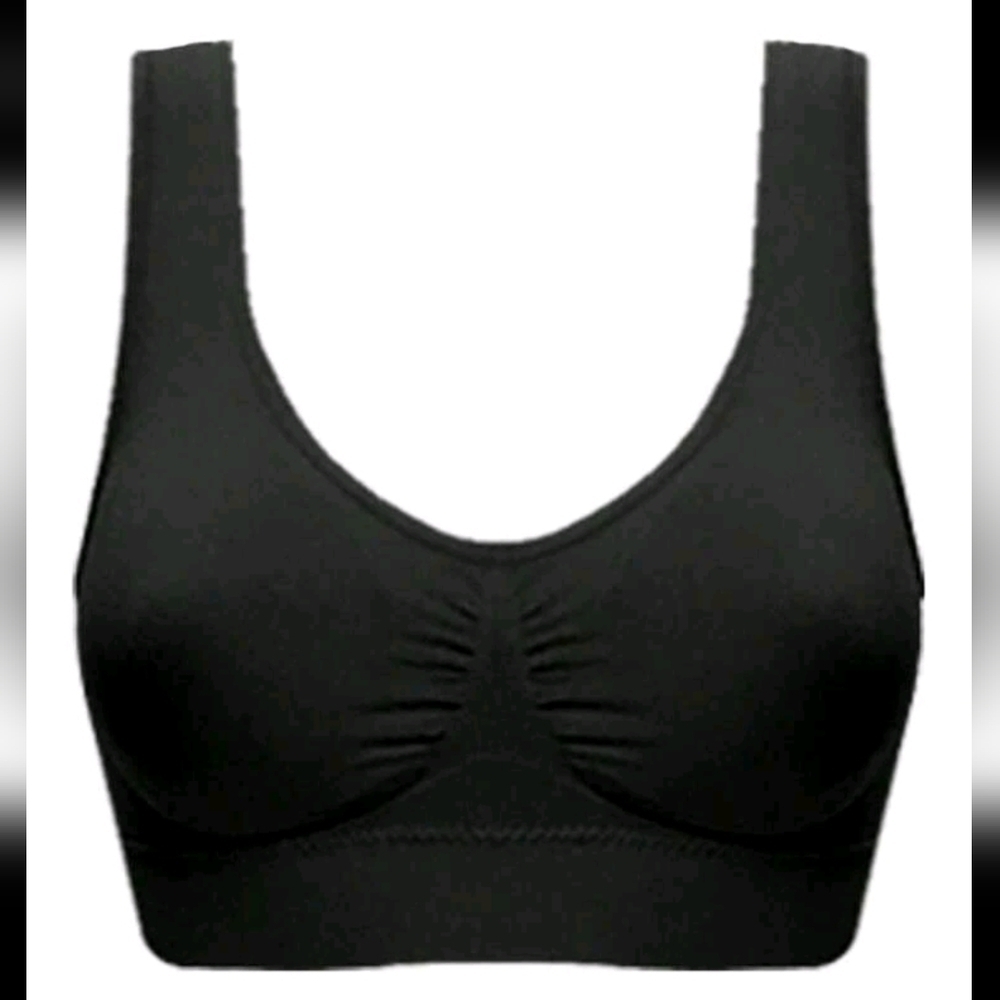 Black Wireless/Seamless/Padless Wide Comfort Strap Bra